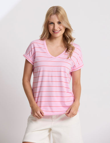 Soho Cuff V Neck Tee