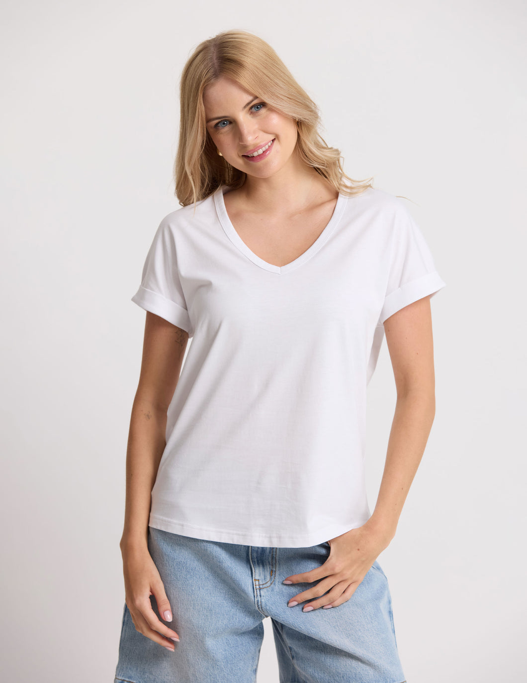 Soho Cuff V Neck Tee