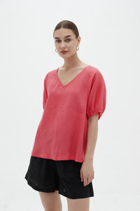 V Neck Bishop Sleeve Top