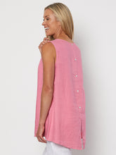 Coral Button Back Sleeveless Top