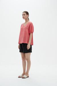 V Neck Bishop Sleeve Top