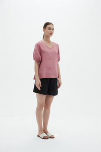 V Neck Bishop Sleeve Top