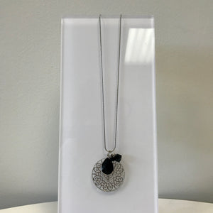 Long Jewel and Circle Charm Necklace